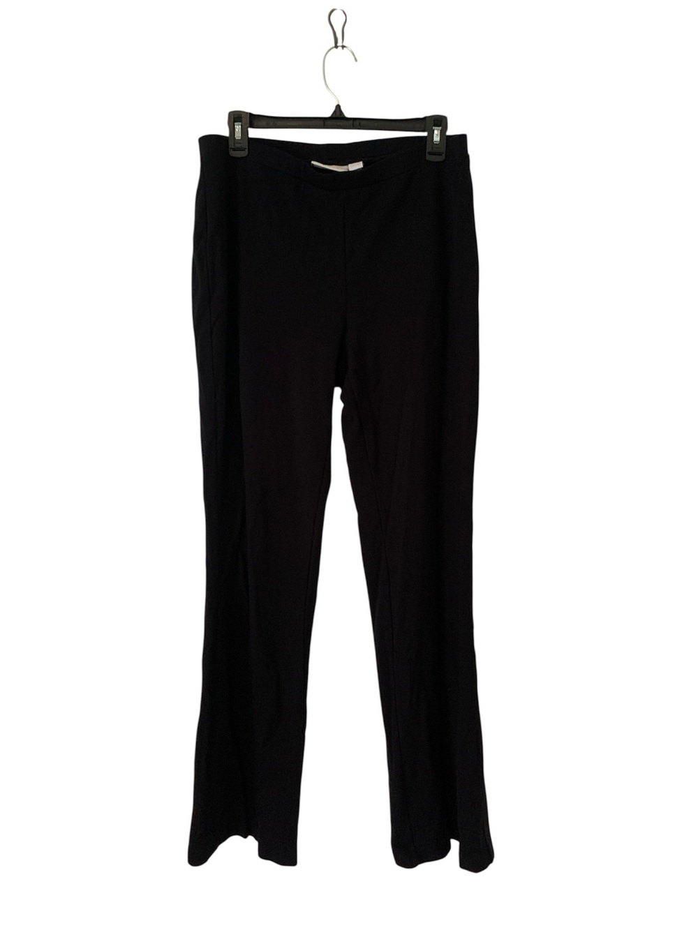 Chico's Black Flare Pants Pull On Knit Comfort Stretch  Trousers 2 /L Tall
